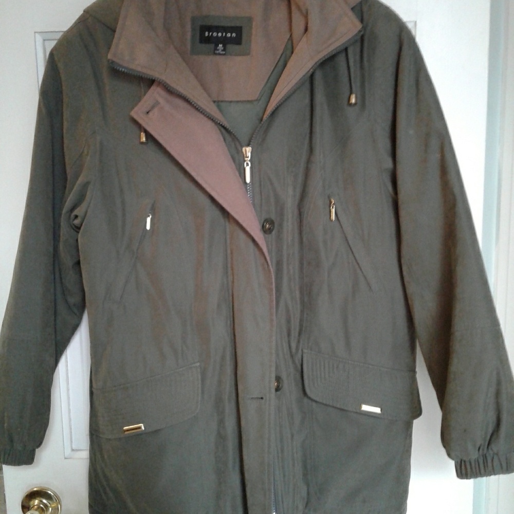 Green and Tan Jacket with detachable hood